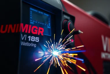 Unimig Viper welding in action showcasing precision and vibrant sparks during metalwork.