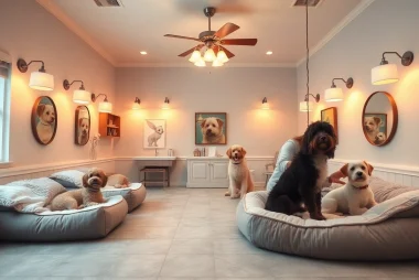 Pamper your pet in a cozy spa setting with plush beds and warm lighting