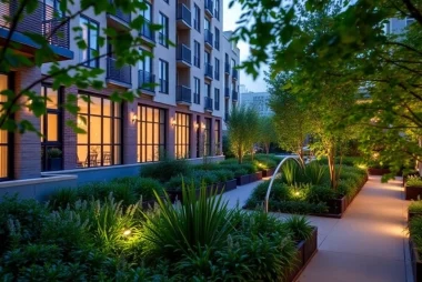 Visitors enjoying the tranquil gardens at Bloomsbury Residences, showcasing a blend of modern design and nature.