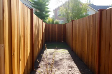 Fencing companies Manchester providing quality wooden fence installation in lush backyard.