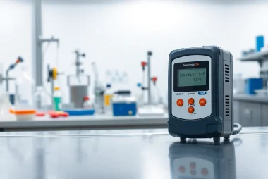 Maintain safety with a Propylene Oxide gas detector prominently in a laboratory setting.