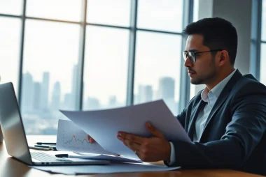 Créez votre société commerciale tout en planifiant avec des documents dans un bureau moderne.