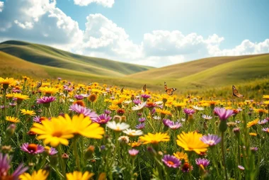 Capture the essence of nature with a vibrant wildflower meadow representing www.sudswild.com.