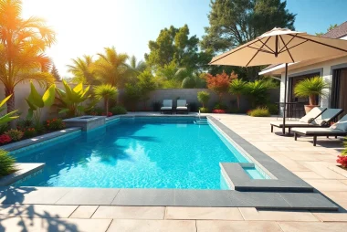 Build your own pool in a beautifully landscaped backyard with luxurious features and a relaxing atmosphere.