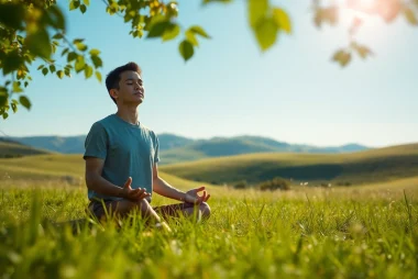 A peaceful moment of meditation aimed at dealing with anxiety in a natural outdoor setting.