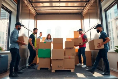 Moving company nyc team efficiently packing and loading in New York City.