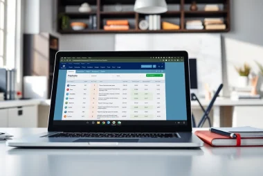 Analyze content for originality using a plagiarism detector interface on a laptop in a professional setting.