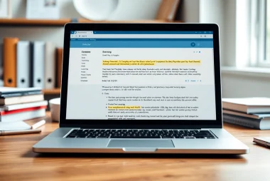 Analyze your text with a plagiarism detector showcased on a laptop surrounded by study materials.
