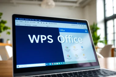 Download the WPS Office软件, showcasing its user-friendly interface and productivity features on a laptop.
