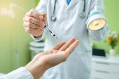 Administering Injectable Weight Loss treatment in a professional healthcare environment.