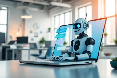 Engage with an AI bot for websites in a vibrant chat interface showcasing modern technology