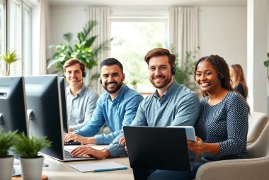 Providing residential IT support with expert technicians in a modern office setting.
