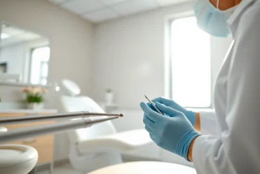 Applying dental crowns with precision in a professional dental clinic setting.