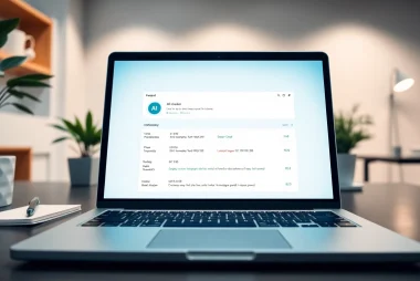Analyze text with an advanced ai checker in a professional office setting.
