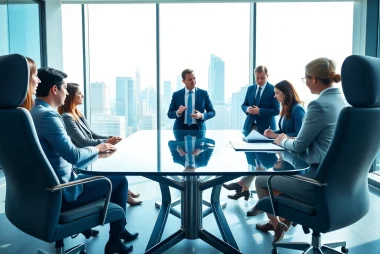 Quickplus Business Consultants team strategizing in a modern office, showcasing professionalism and collaboration.